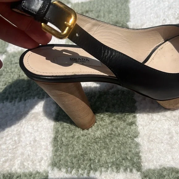 PRADA BLACK PEEP TOE CORK PLATFORM PUMPS - box included - Picture 14 of 17